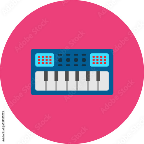 Piano Multicolor Circle Flat Icon