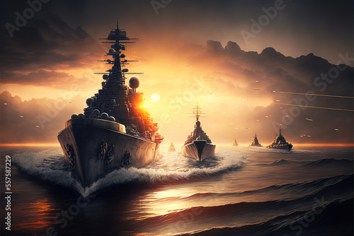Slika na platnu Battle ship aircraft carrier moving out to sea