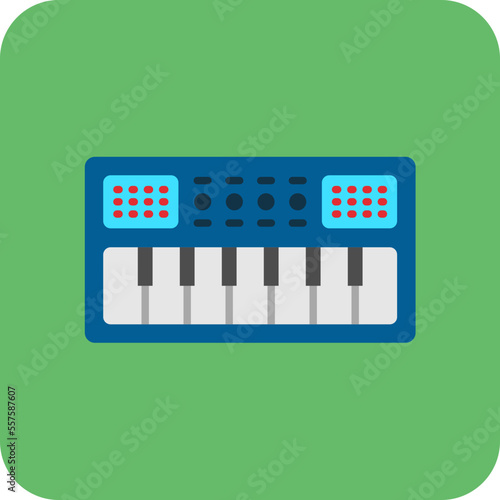 Piano Multicolor Round Corner Flat Icon