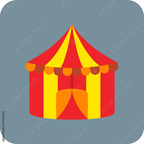 Circus Tent Multicolor Round Corner Flat Icon