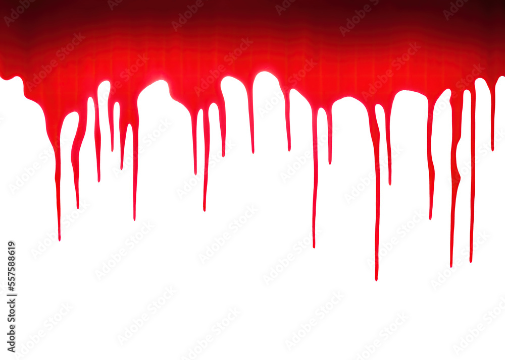 Isolated dense compact red blood, falling from above on a transparent surface. Cartoonish illustration.
