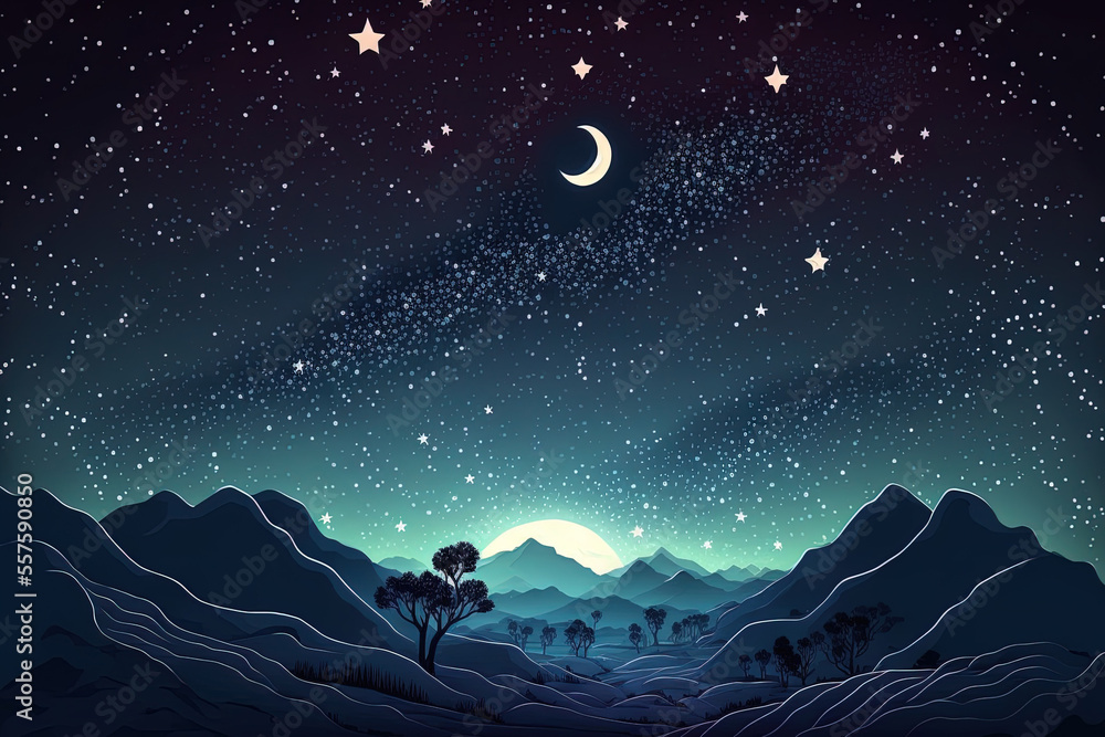 Fototapeta premium nighttime scene with a starry background. Generative AI