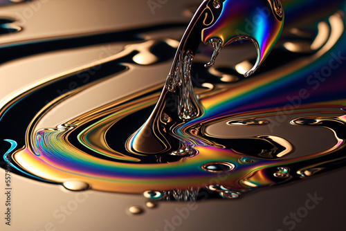 liquid metal with rainbow reflections made by generative ai