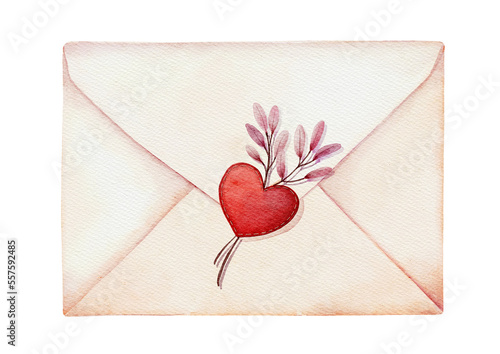 Yellow envelope with red heart.