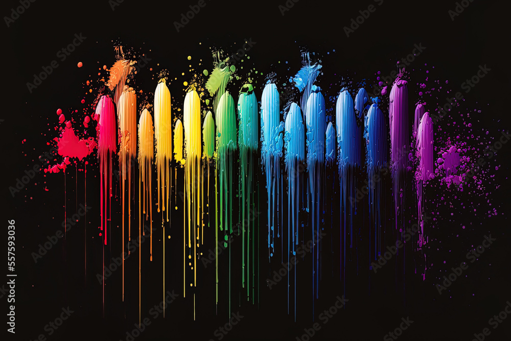 Large group or set of beautiful multicolored paint brush strokes ...