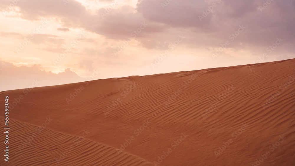 Sand dune in Saudi desert - Beautiful Arabian desert. Sunset in the desert