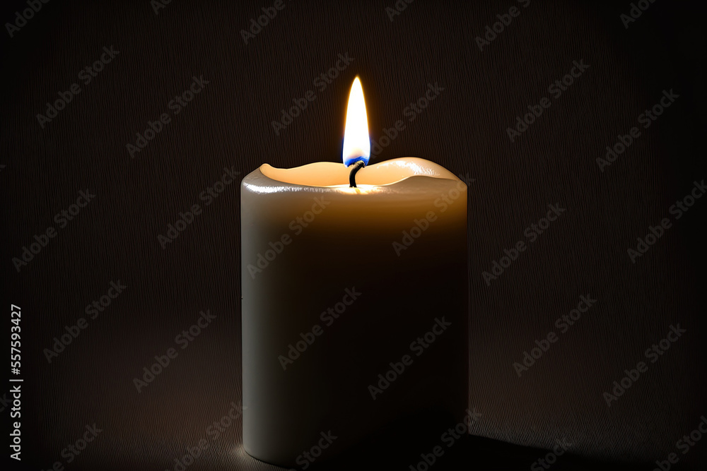 Isolated on a dark backdrop, a burning candle. Generative AI Isolated on a dark backdrop, a burning candle. Generative AI