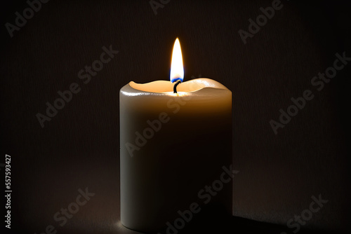 Isolated on a dark backdrop, a burning candle. Generative AI