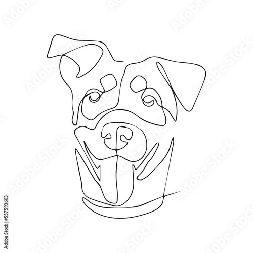 dog portrait one line art vector illustration, logo