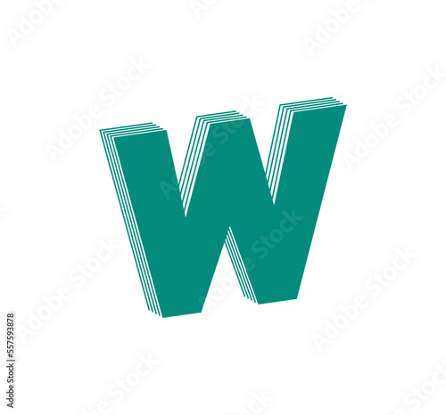3D Linear modern logo of letter W. Number in the form of a line strip. Linear abstract design of alphabet number character and letter. logo, corporate identity, app, creative poster and more.