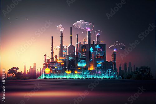 Smart chemical oil refinery plant  power plant  background   Gas Oil depot  Crude Oil Refinery Plant  Chemical or Petrochemical