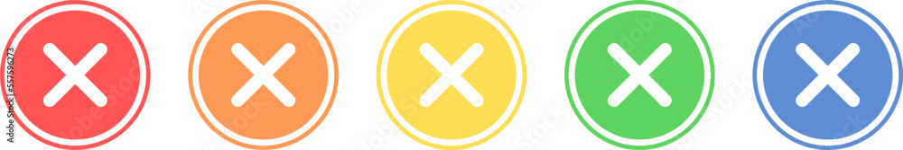 Fototapeta premium Cancel icon set. Error icon in various colors.