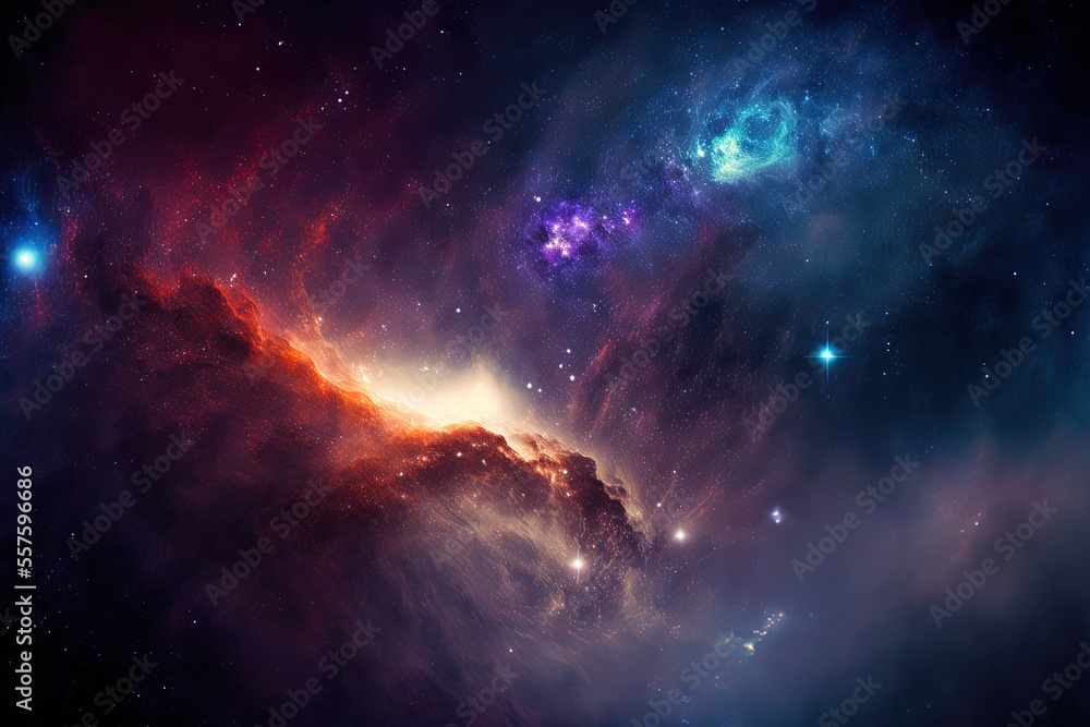 Fototapeta premium Space's Milky Way nebula and galaxies. Generative AI