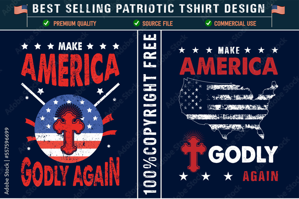 Make america godly again best christian t shirt design with usa