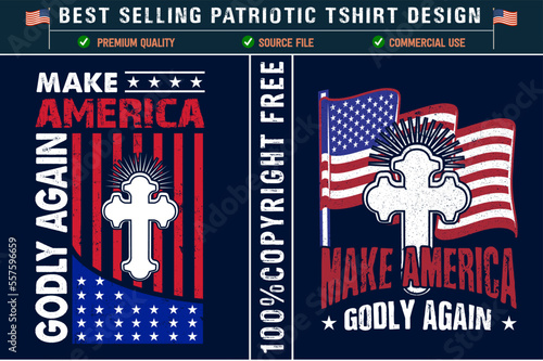 Make america godly again best christian t-shirt design with usa grunge flag usa patriotic t shirt design