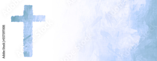 extra-wide design - blue brush stroke cross on white with transition to texture © kathleenmadeline