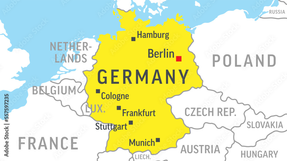 Germany Map. Zoom on World Map. Vector Illustration