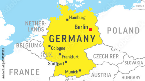 Germany Map. Zoom on World Map. Vector Illustration
