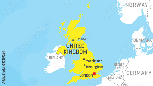 United Kingdom Map. Zoom on World Map. Vector Illustration