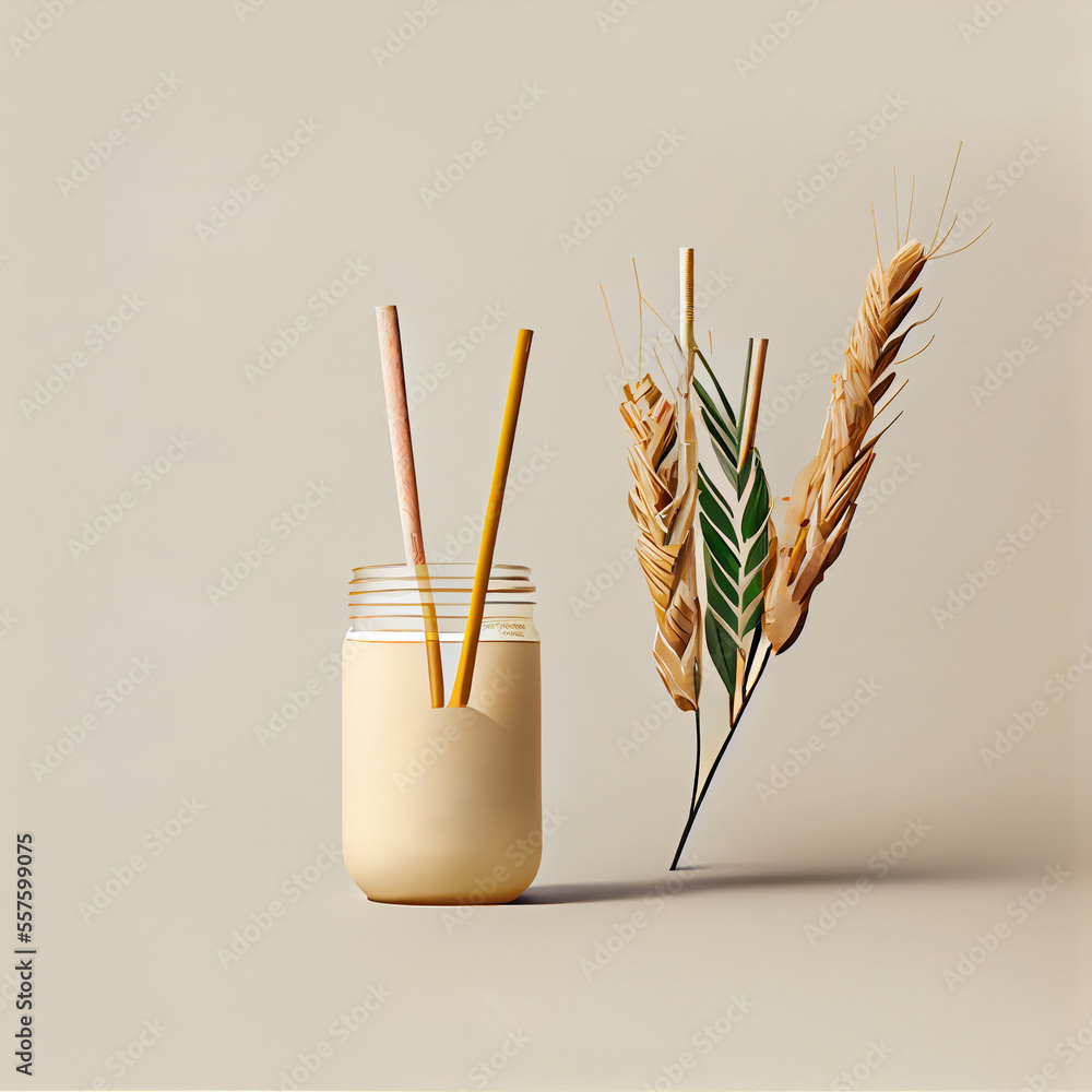 glass of milk and wheat, website design, menu design, pastel tones