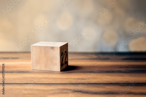Cube on wooden table