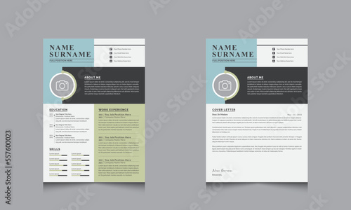 Minimal Resume, Clean Cv Layout Cover Letter Page Set Template