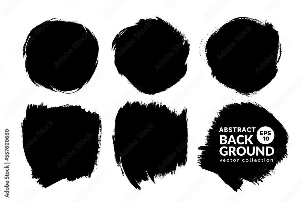 Vector set of hand drawn brush strokes square and round shape, stains for backdrops. Monochrome design elements set. One color monochrome artistic painted backgrounds. Vector set of hand drawn brush strokes square and round shape, stains for backdrops. Monochrome design elements set. One color monochrome artistic painted backgrounds.