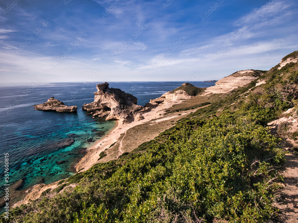 La bellissima Spiaggia di Sant'antonio a Bonifacio, Corsica.