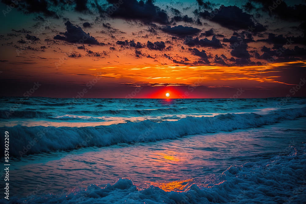 Incredible Turkish dawn over the sea. Generative AI Incredible Turkish dawn over the sea. Generative AI