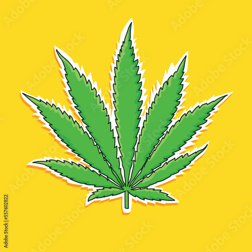 Cannabis leaf vector sticker 3D