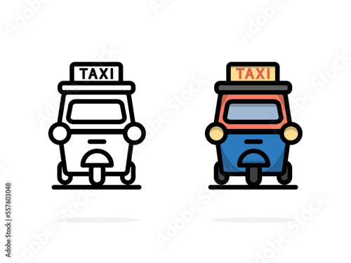 tuk tuk taxi travel in thailand icon taxi symbols for app web logo banner button icon - Vector