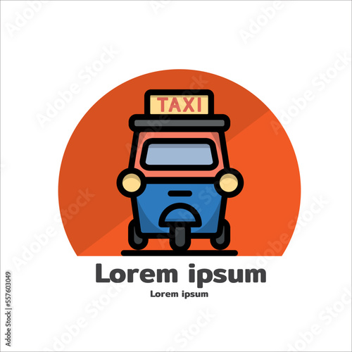 tuk tuk taxi travel in thailand icon taxi symbols for app web logo banner button icon - Vector