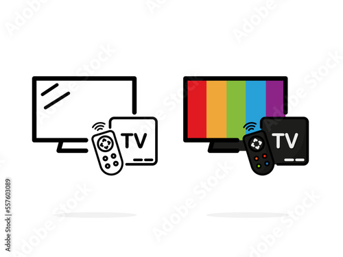 tv box icon, digital multimedia remote controller for web app banner logo icon button - Vector