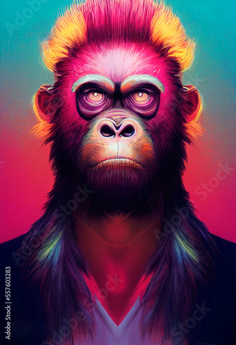 Neon fashionable retro stylish apes