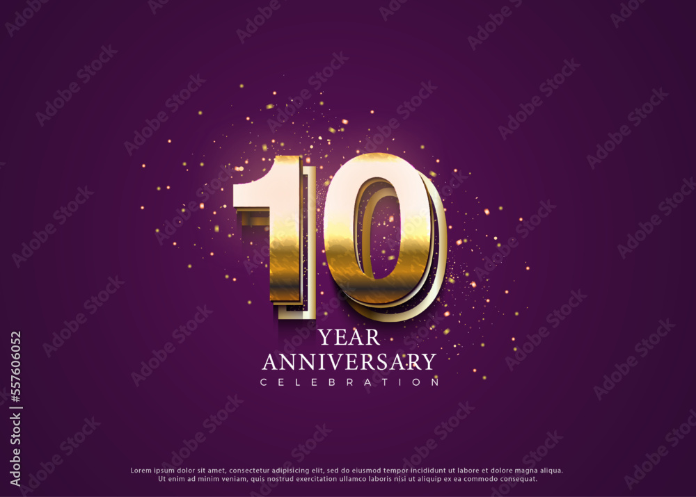 10th anniversary celebration on purple background.