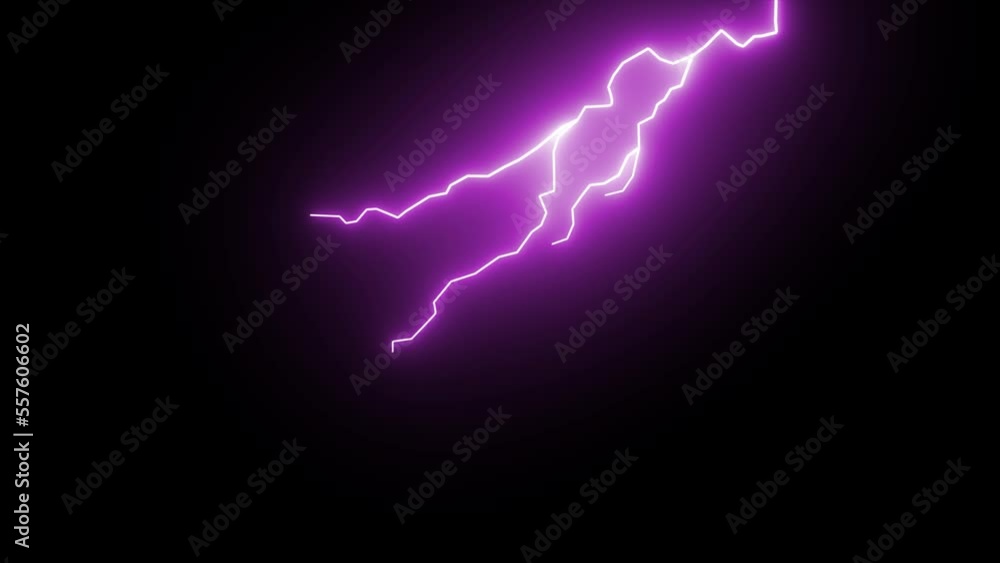Purple color Realistic Lightning Strike On Black Background, Lightning ...