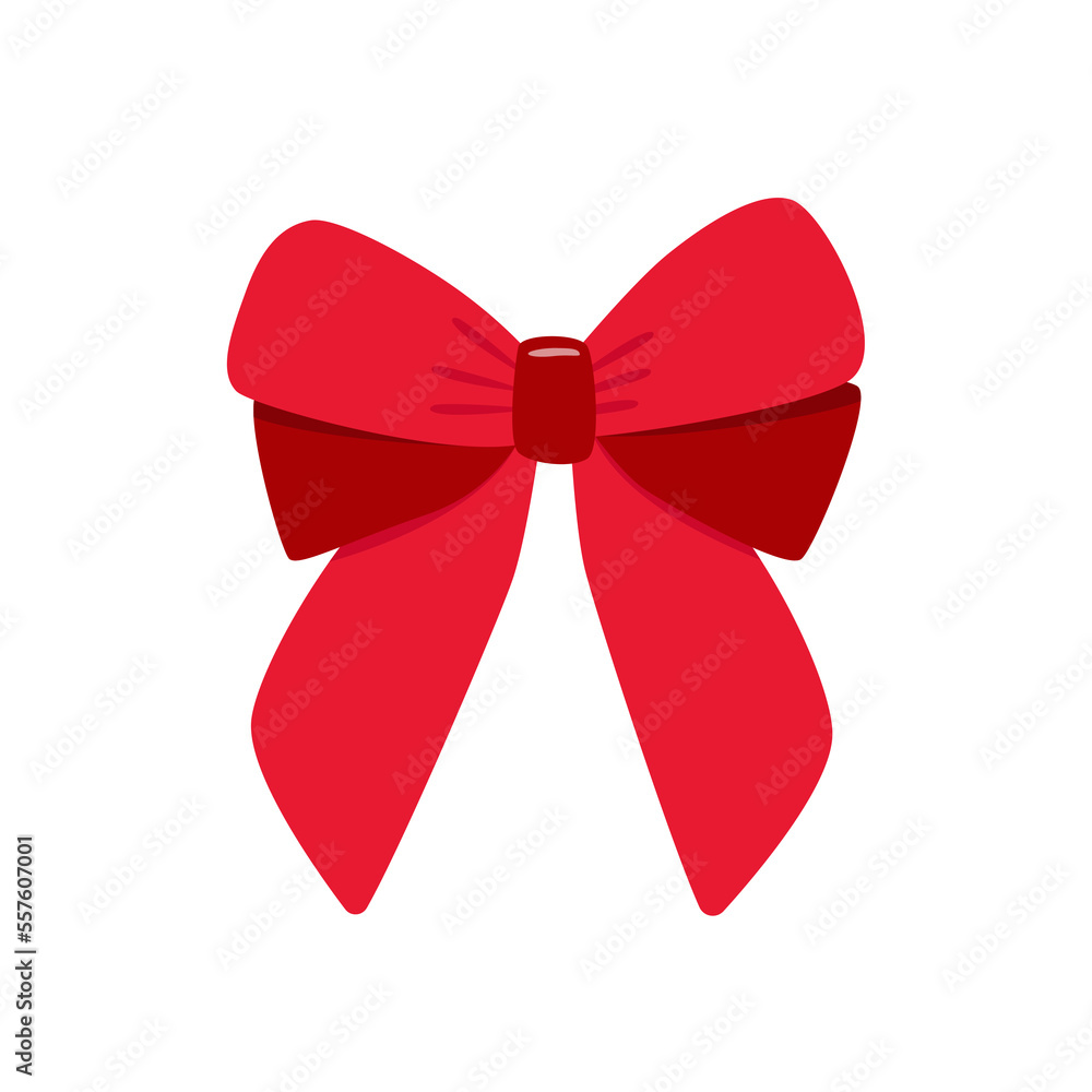 Bow of red ribbon. Bow. Flat, cartoon, vector Bow of red ribbon. Bow. Flat, cartoon, vector