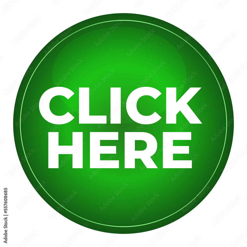 Round Click Here Button on Transparent Background Round Click Here Button on Transparent Background