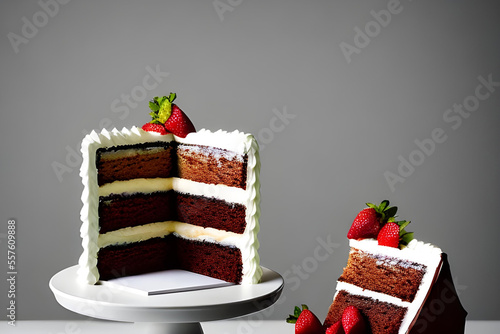 chocolate cake with  Starberry and chocolate photo