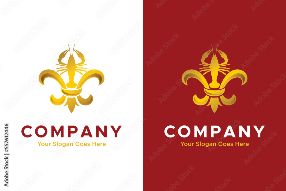 Golden Lobster Fleur De Lis Vector Golden Lobster Fleur De Lis Vector