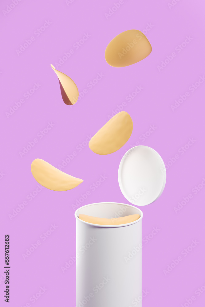 Can of falling chips. Mockup copy space Can of falling chips. Mockup copy space