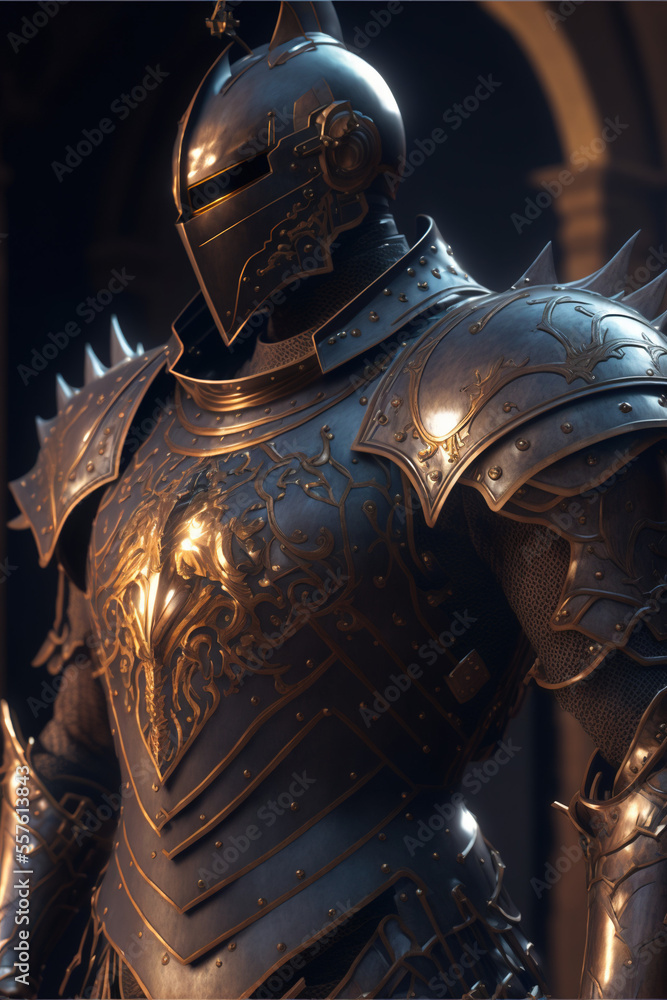 Naklejka premium Fantasy Paladin realistic - Generative AI