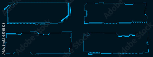 Futuristic interface techno frame pack. Holographic HUD, GUI, UI elements.
