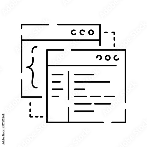 Vector DevOps icons. Editable stroke. Software development and IT operations symbols Test release monitor operate deploy plan code build. Coding and Programming line icon