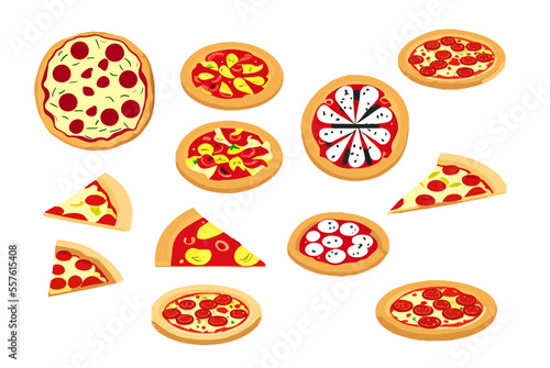Pizza Illustration Vector Set Colorful