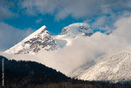 View of the Three Sisters mountain range, taken from Fernie town in British Columbia, Canada. photo