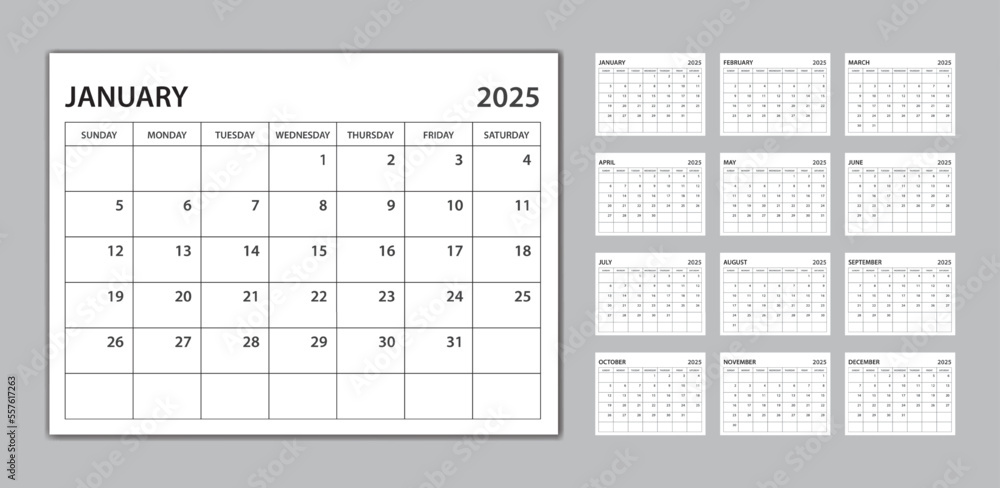 Monthly Calendar Template For 2025 Year Planner 2025 Template Week Monthly Calendar Template For 2025 Year Planner 2025 Template Week