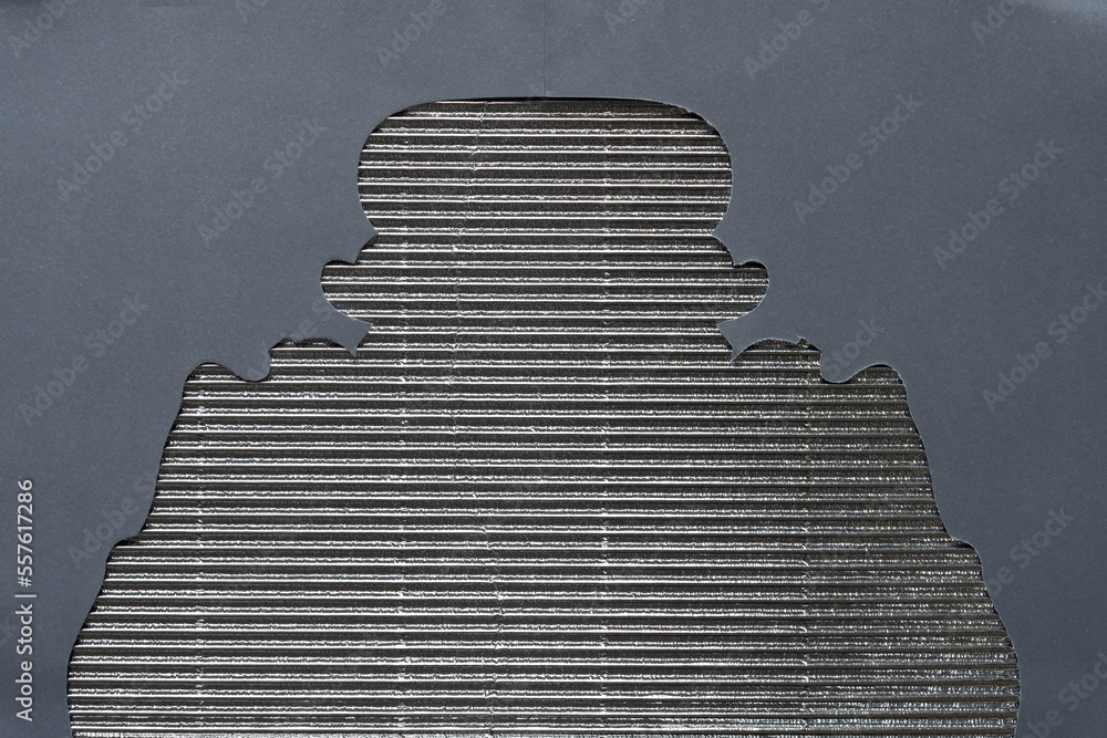abstract cutout silhouette on corrugated paper - obrazy, fototapety, plakaty 