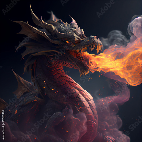 A dragon breathing fire © Rain