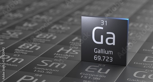Gallium element periodic table, metal mining 3d illustration